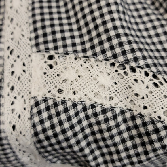 Free People Black White Baby Doll Dress Lace M - Picture 8 of 8